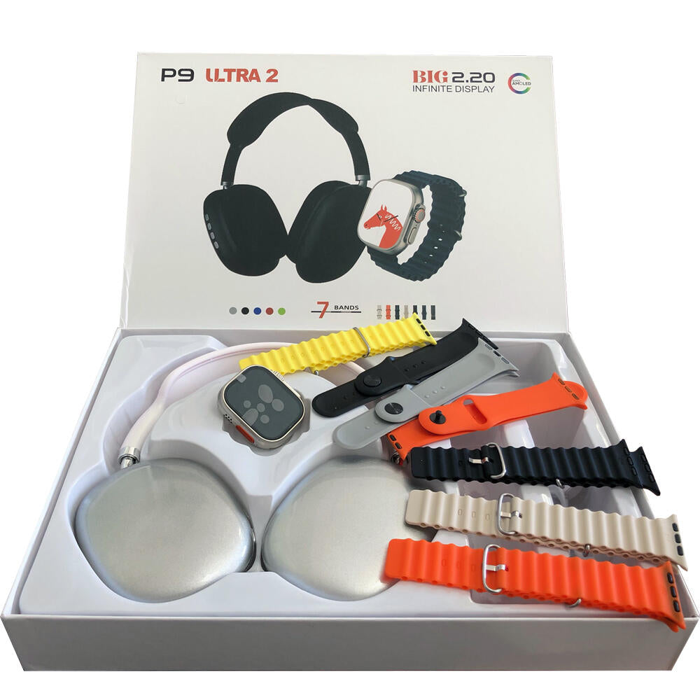 RELOJ SMART WATCH P9 Ultra 2 + AURICULARES DIADEMA