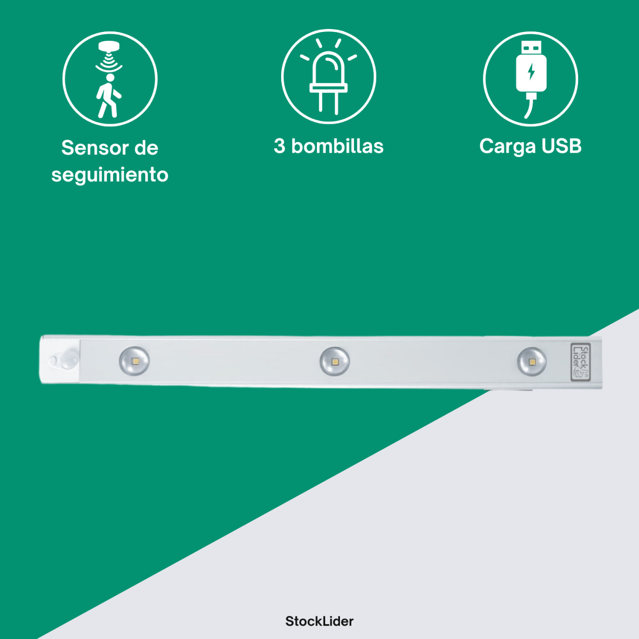 Luces inteligentes con sensor de movimiento 3 bombillas