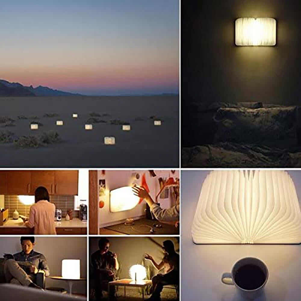 Lampara Libro Plegable de Madera  Lampara Mesilla de Noche Ideal Decoración Casa y Habitación Regalo Original