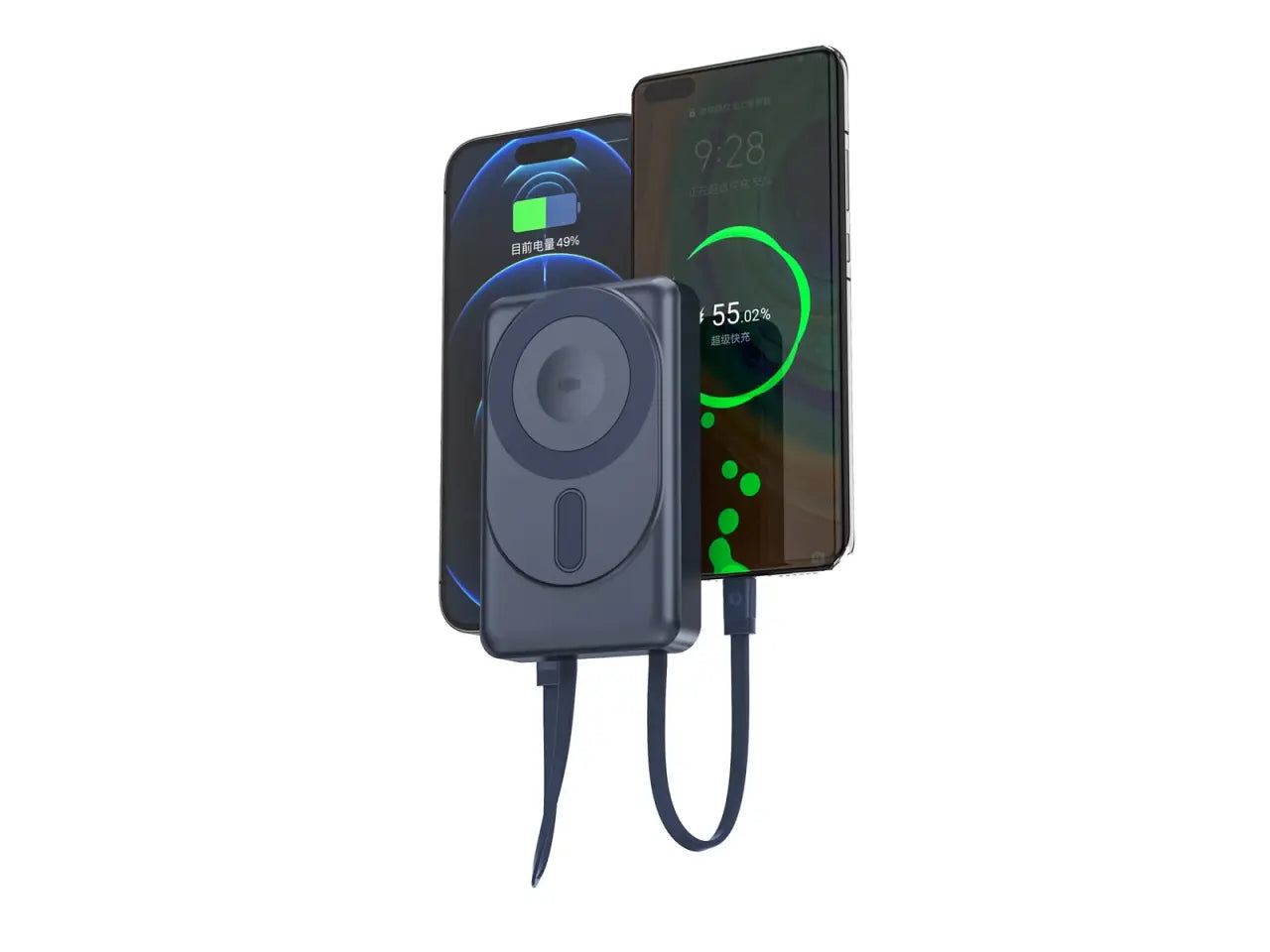 Cargador Inalámbrico Magnético 10,000mAh con Fuente de Alimentación por Cable – Doble Potencia, Doble Comodidad