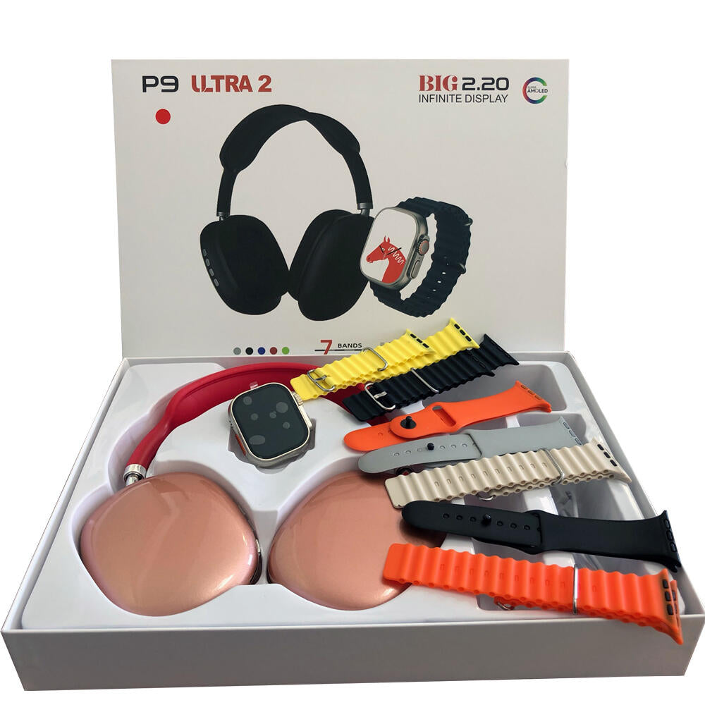 RELOJ SMART WATCH P9 Ultra 2 + AURICULARES DIADEMA
