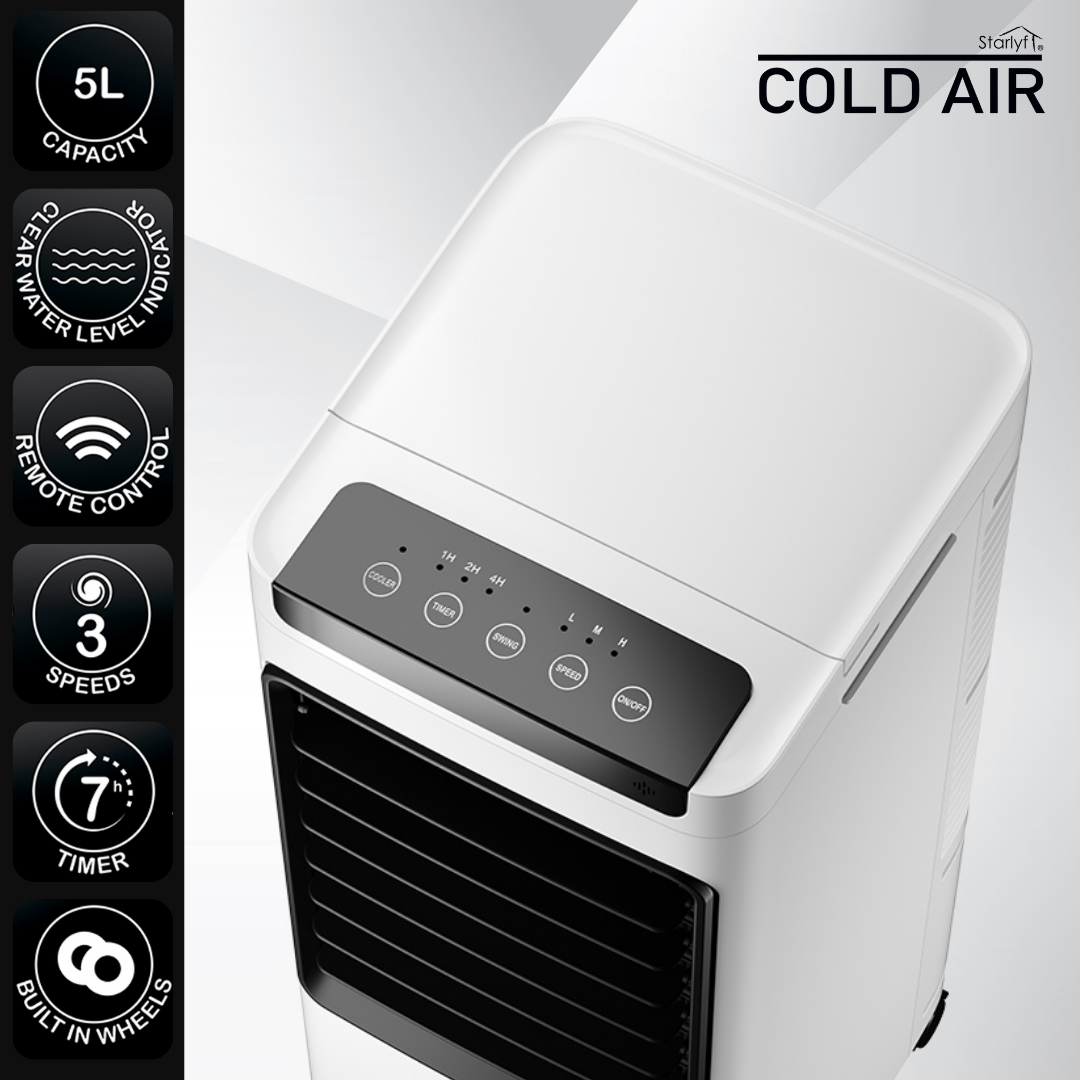 STARLYF Aire acondicionado Portátil 3 en 1 - Refrigera, humidifica y purifica