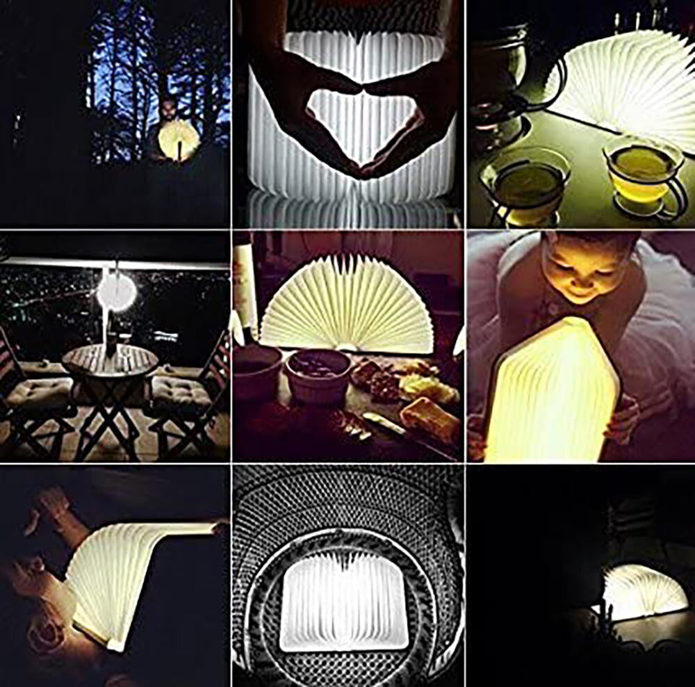 Lampara Libro Plegable de Madera  Lampara Mesilla de Noche Ideal Decoración Casa y Habitación Regalo Original