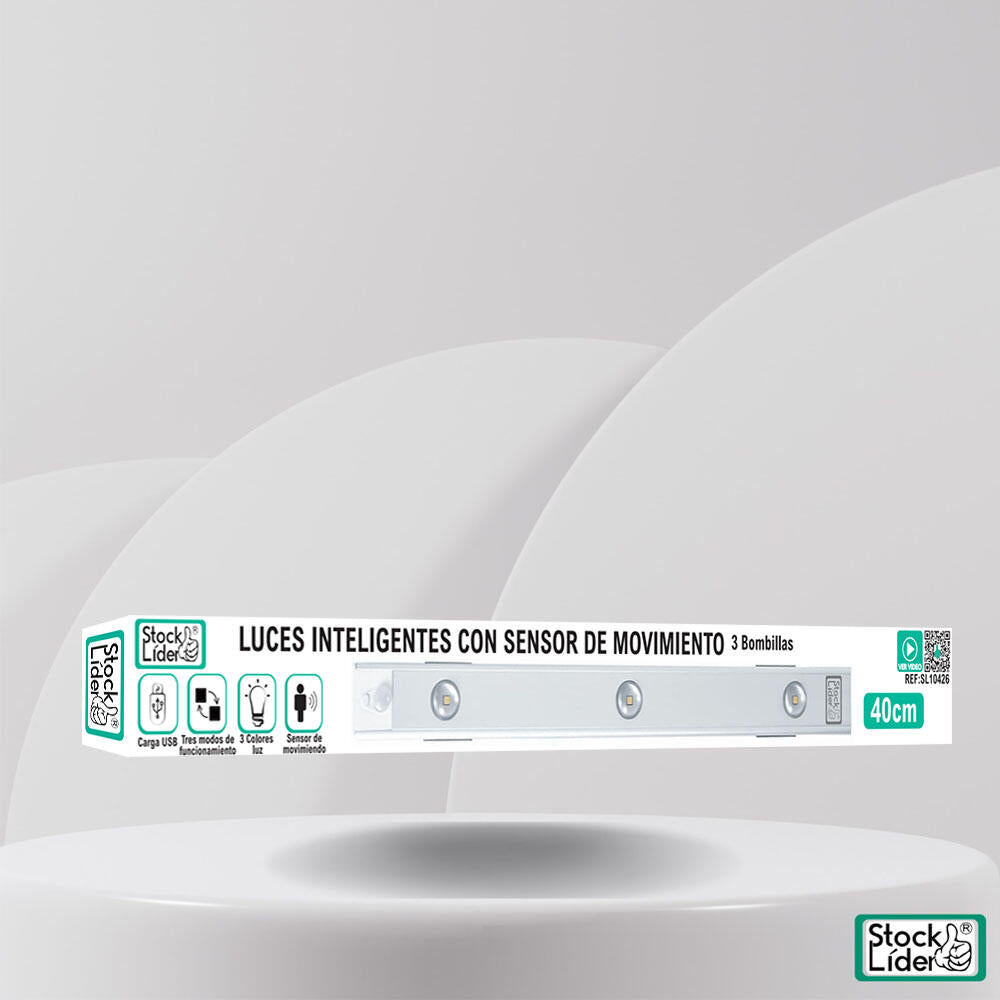 Luces inteligentes con sensor de movimiento 3 bombillas