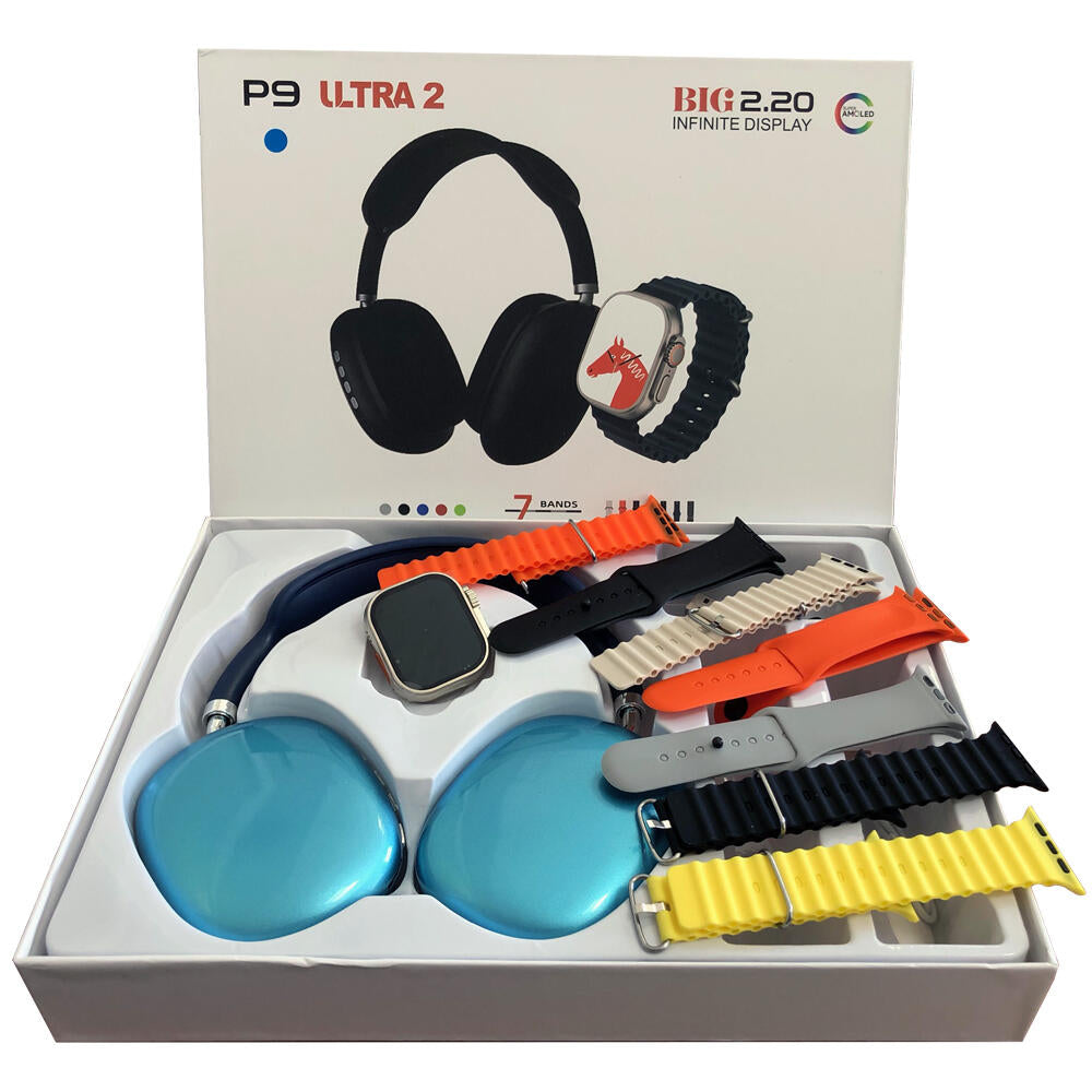 RELOJ SMART WATCH P9 Ultra 2 + AURICULARES DIADEMA