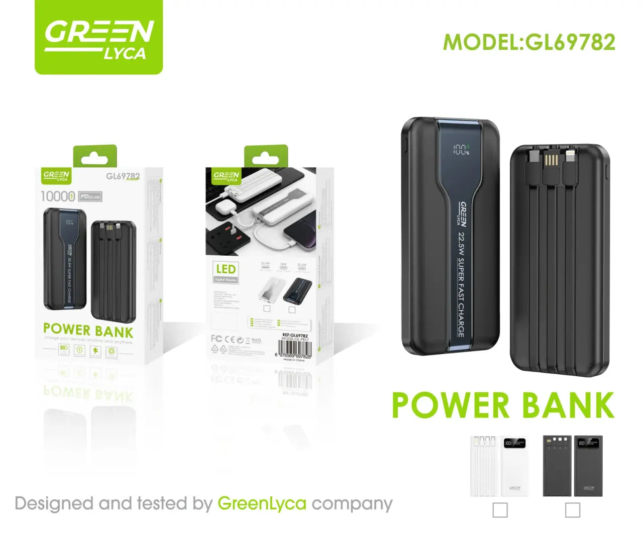 Fuente de Alimentación con Pantalla Digital + Cable – 10,000mAh de Carga Rápida y Precisa