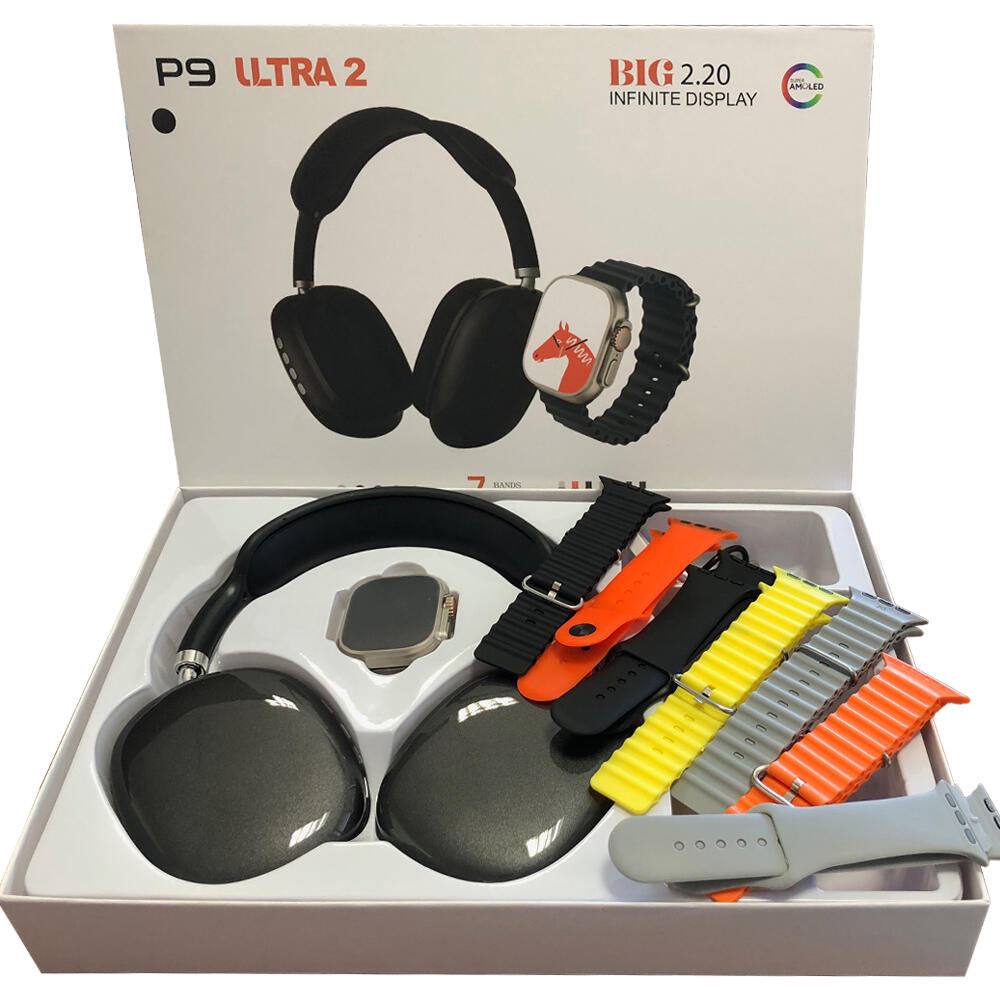 RELOJ SMART WATCH P9 Ultra 2 + AURICULARES DIADEMA