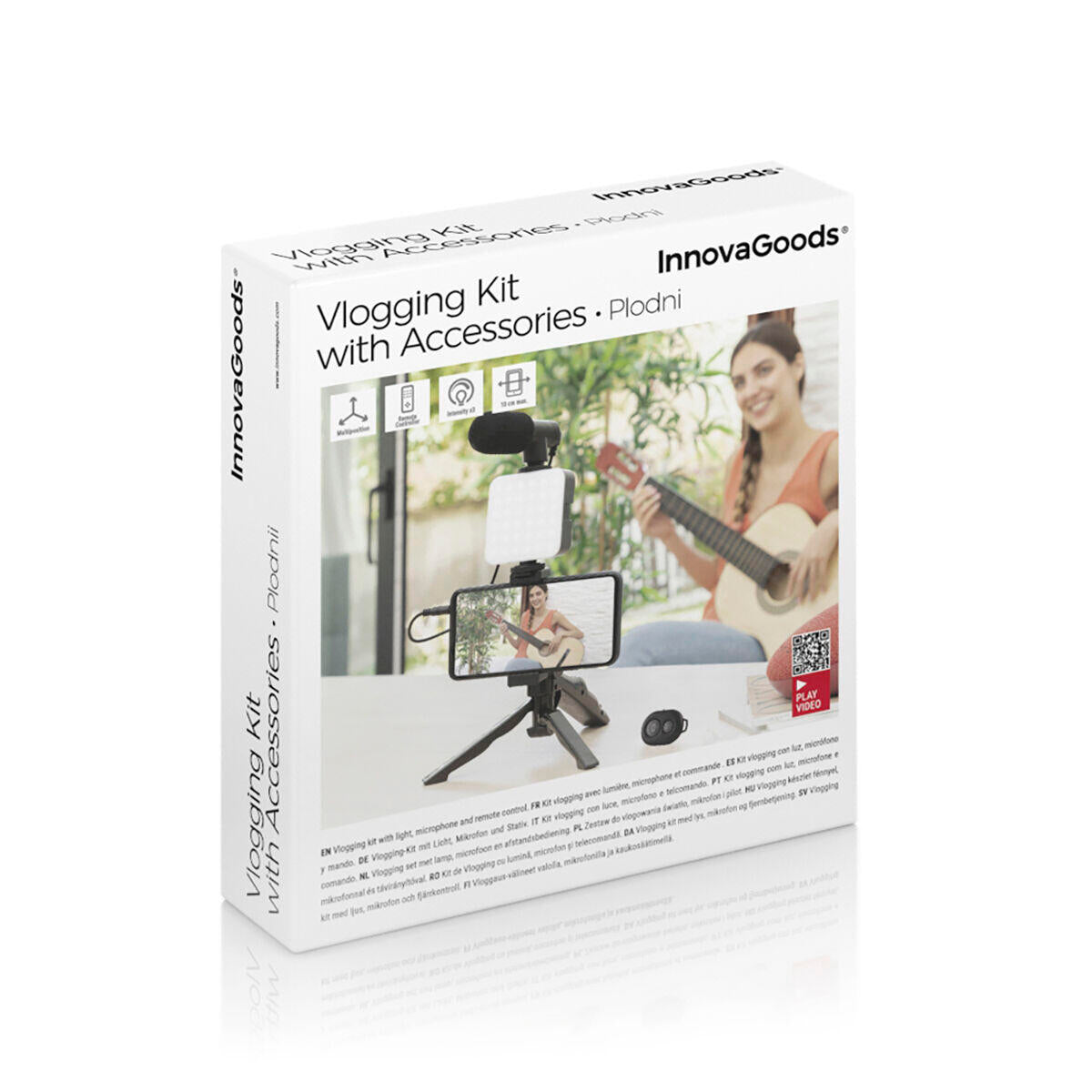 Kit Vlogging con Luz, Micrófono y Mando Plodni InnovaGoods 6 Piezas