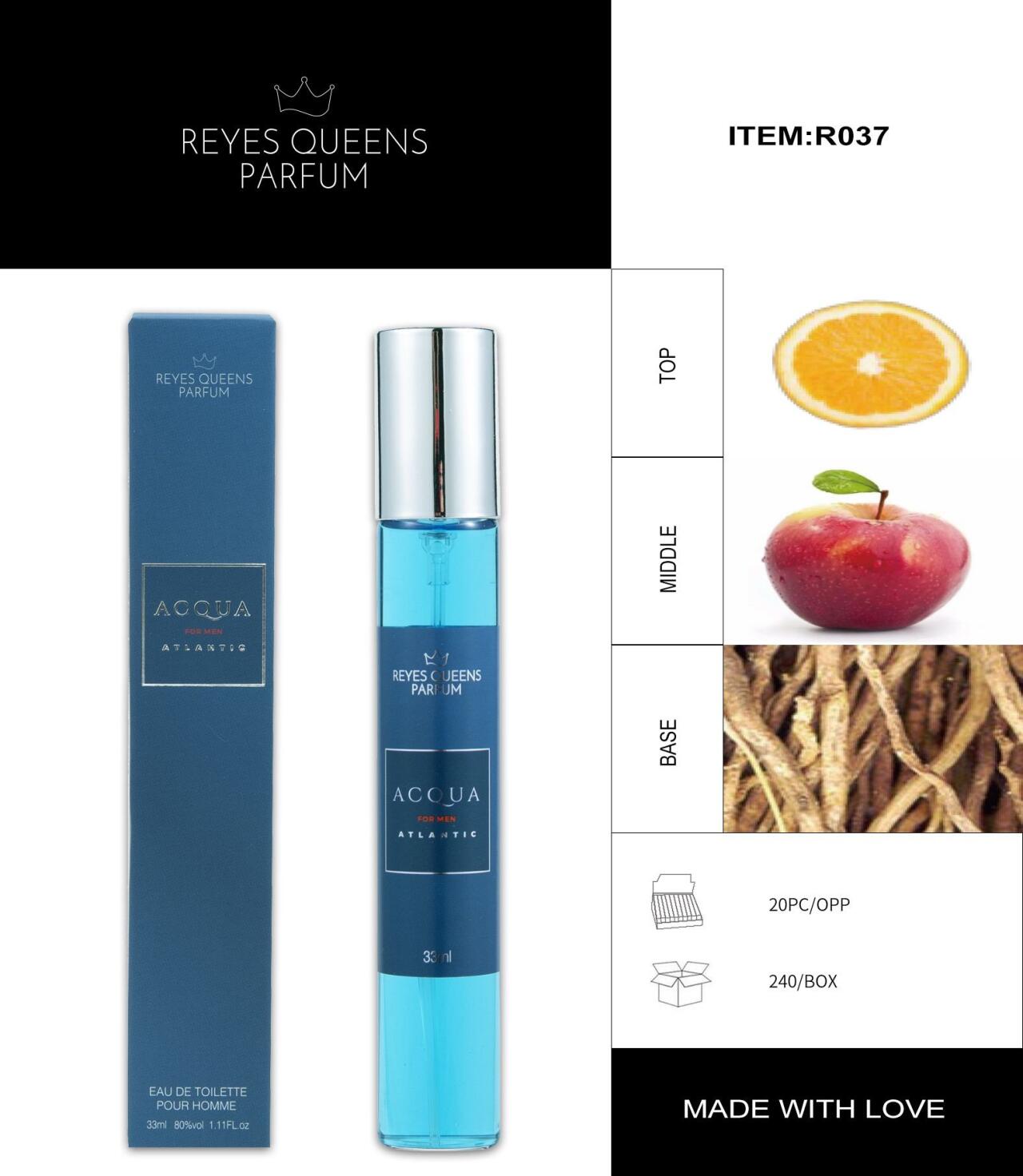 Perfume Eau de Toilette Acqua Atlantic pour Homme 33ml – Frescura y Energía Masculina en Formato Compacto